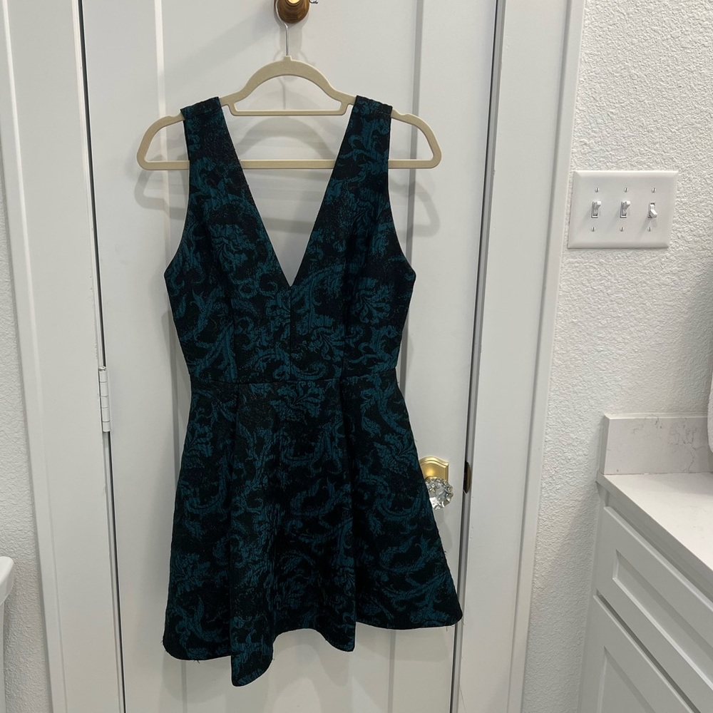 Alice + Olivia Black and Teal Mini Dress